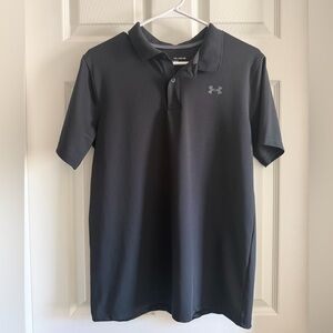 Under Armour Boys Black Polo with Subtle Logo XL